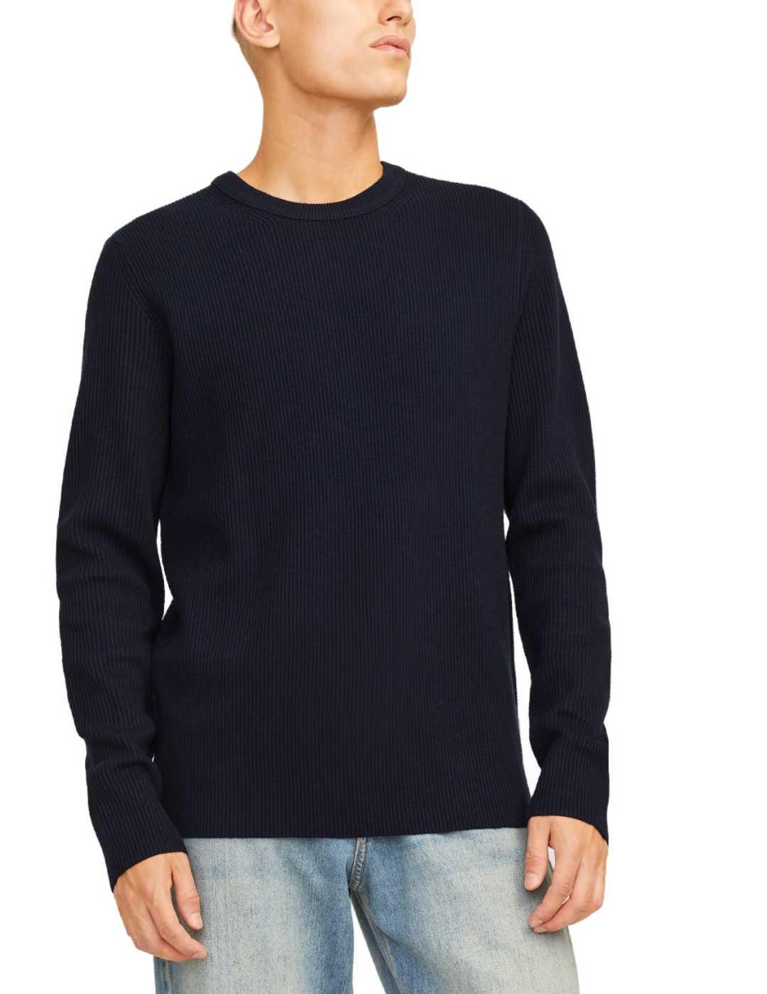 Jersey Jack&Jones Perfec azul marino acanalado de hombre