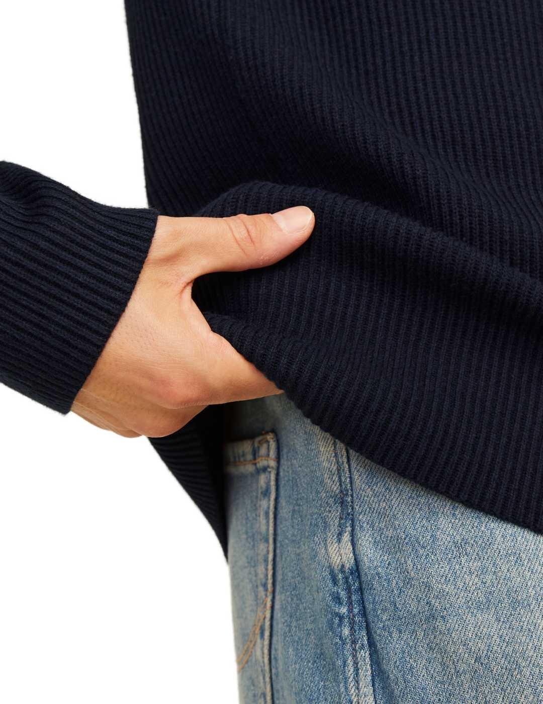 Jersey Jack&Jones Perfec azul marino acanalado de hombre