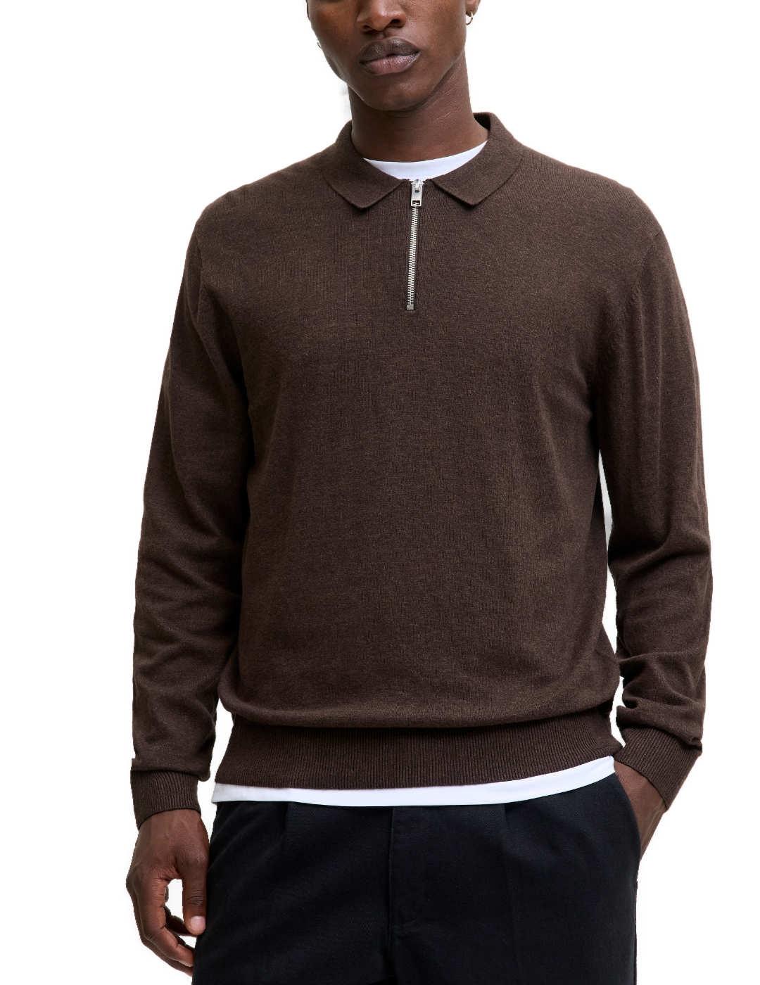 Jersey Jack&Jones Emil cuello en zip teja cremallera hombre