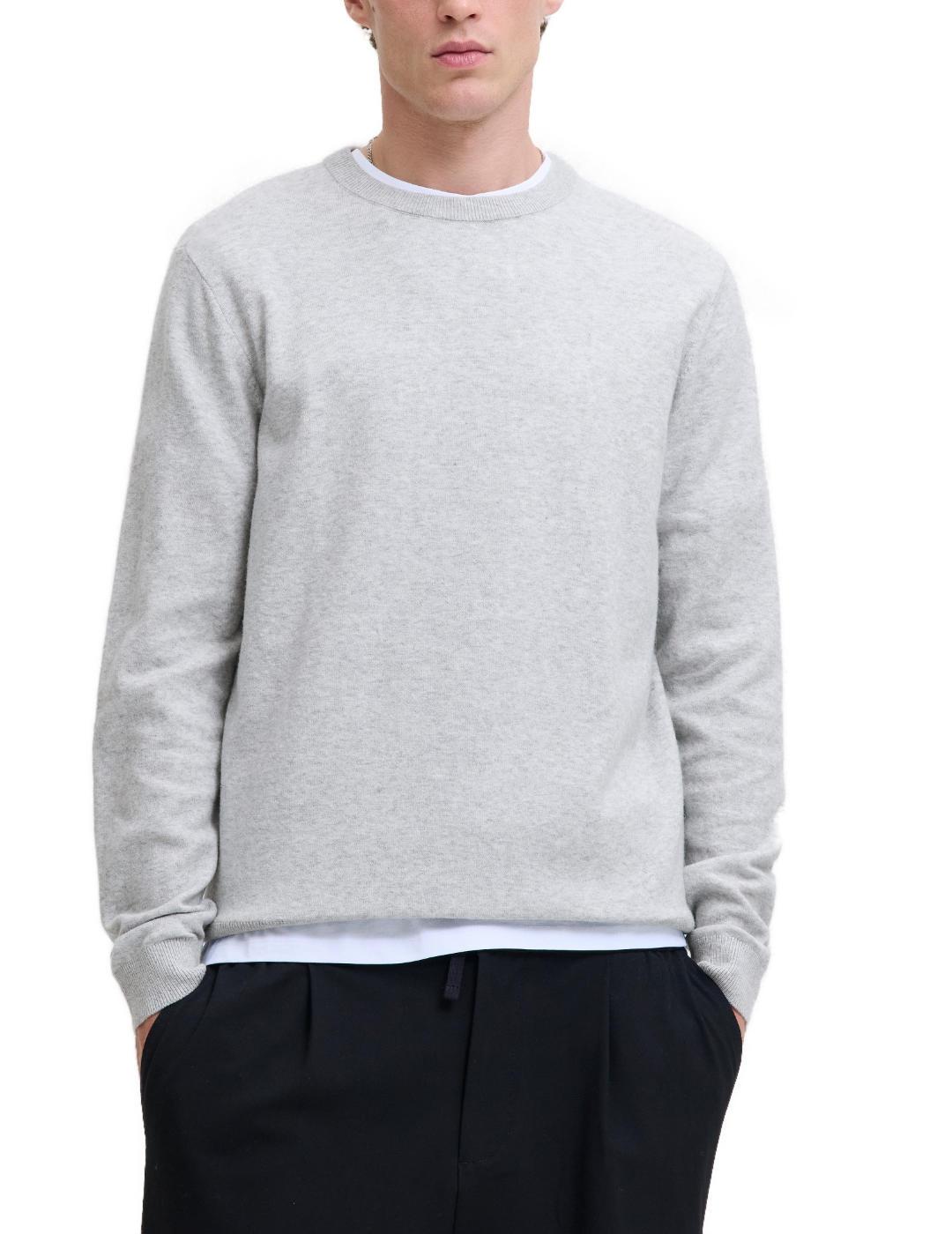 Jersey Jack&Jones Perfect gris cuello redondo lana de hombre