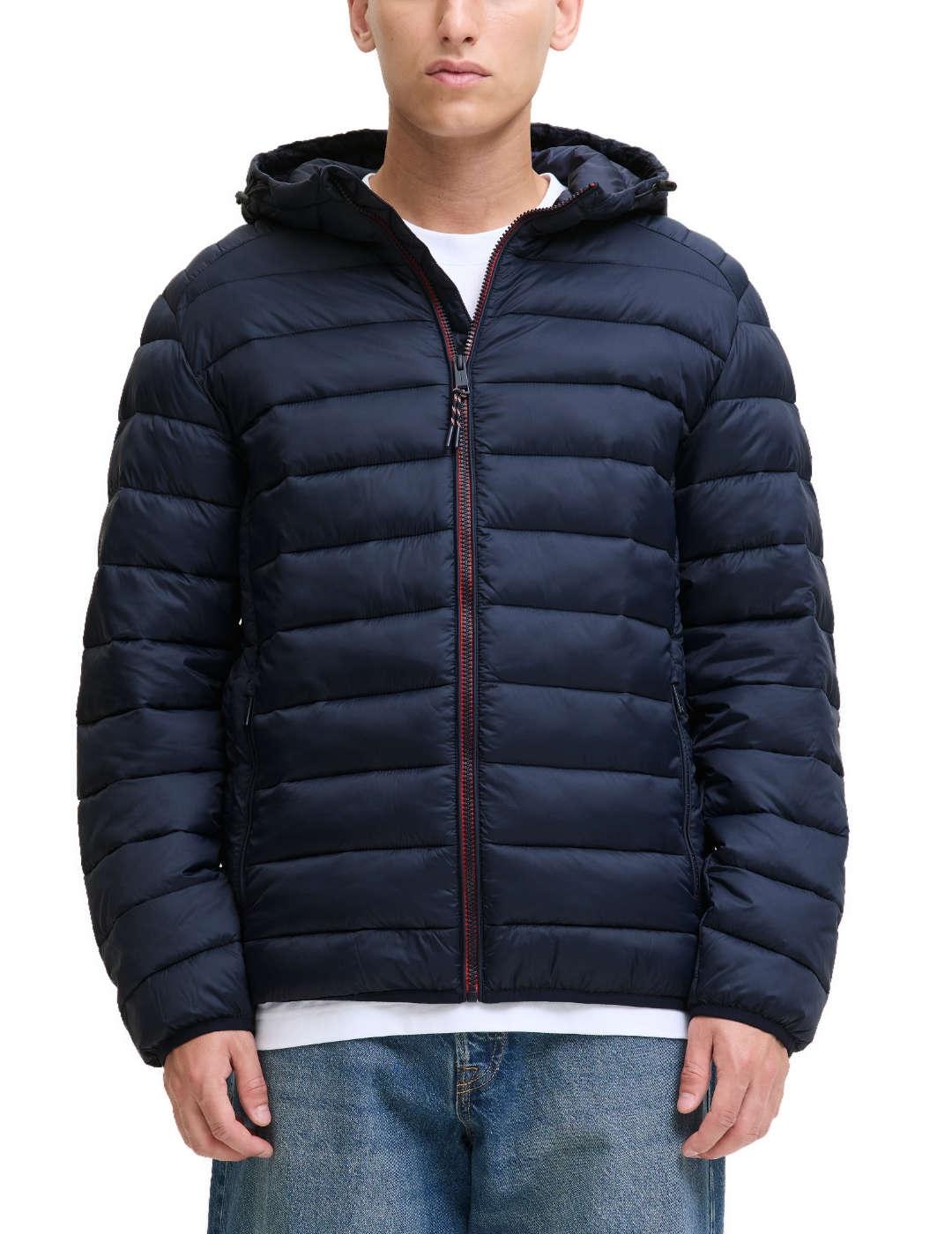 Plumón Jack&Jones Bradley azul marino con capucha de hombre