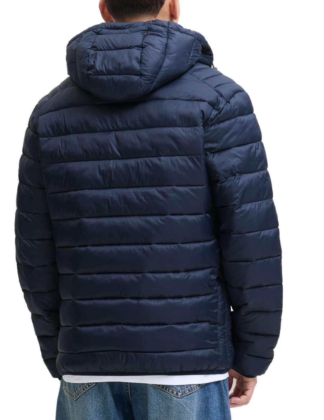 Plumón Jack&Jones Bradley azul marino con capucha de hombre