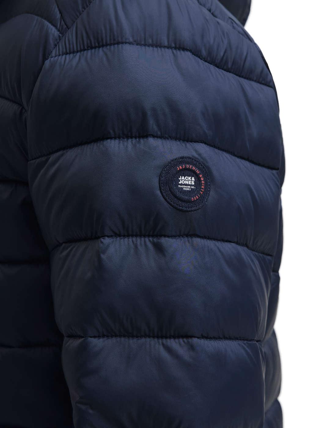 Plumón Jack&Jones Bradley azul marino con capucha de hombre