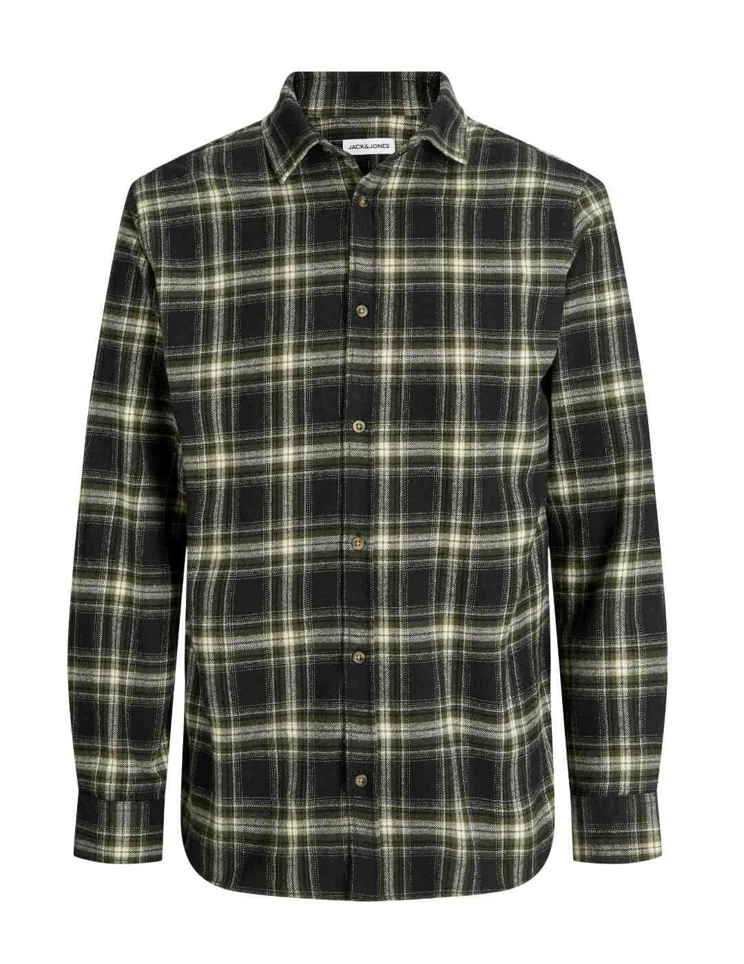 Camisa Jack&Jones Joshua cuadros negros y verde para hombre