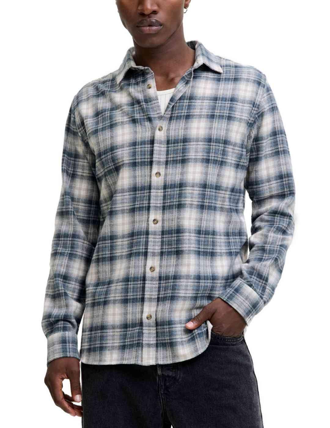 Camisa Jack&Jones Joshua cuadros grises y azules de hombre