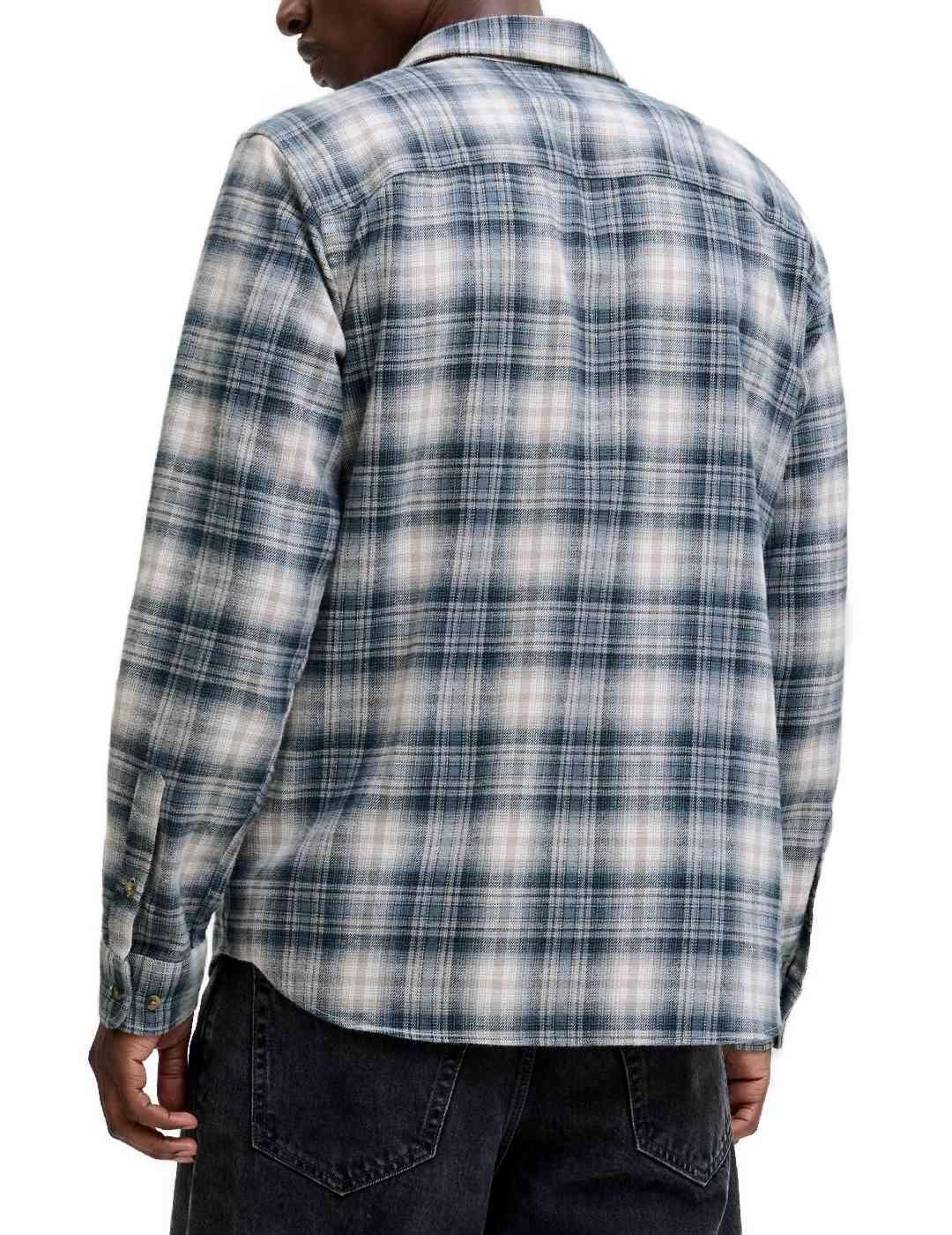 Camisa Jack&Jones Joshua cuadros grises y azules de hombre