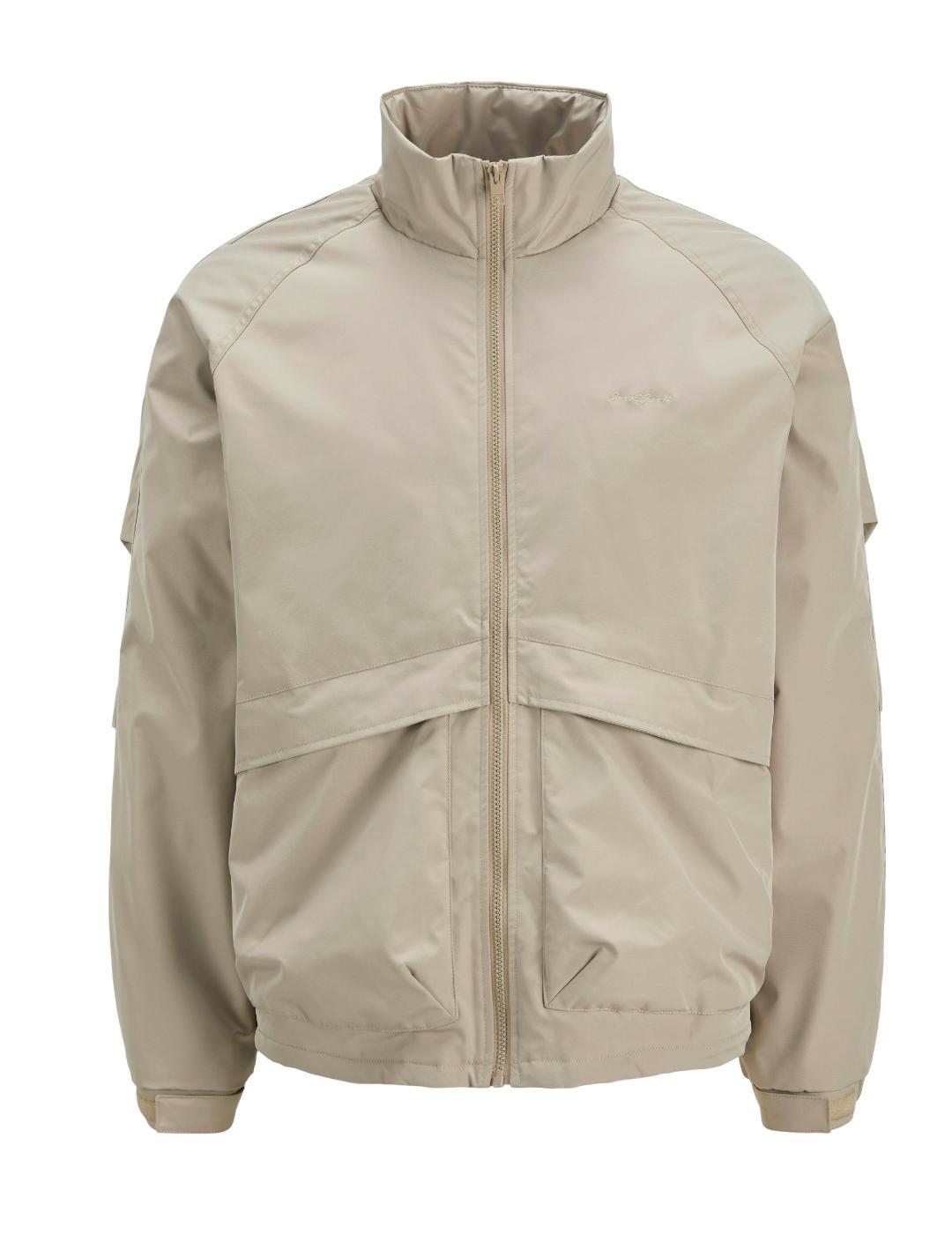 Chaqueta Jack&Jones Siego beige bomber bolsillos para hombre