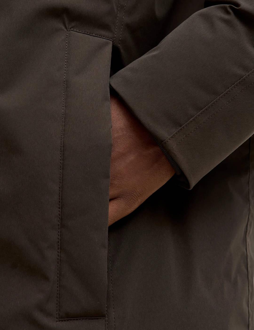 Parka Jack&Jones Wood con capucha ajustable marrón de hombre