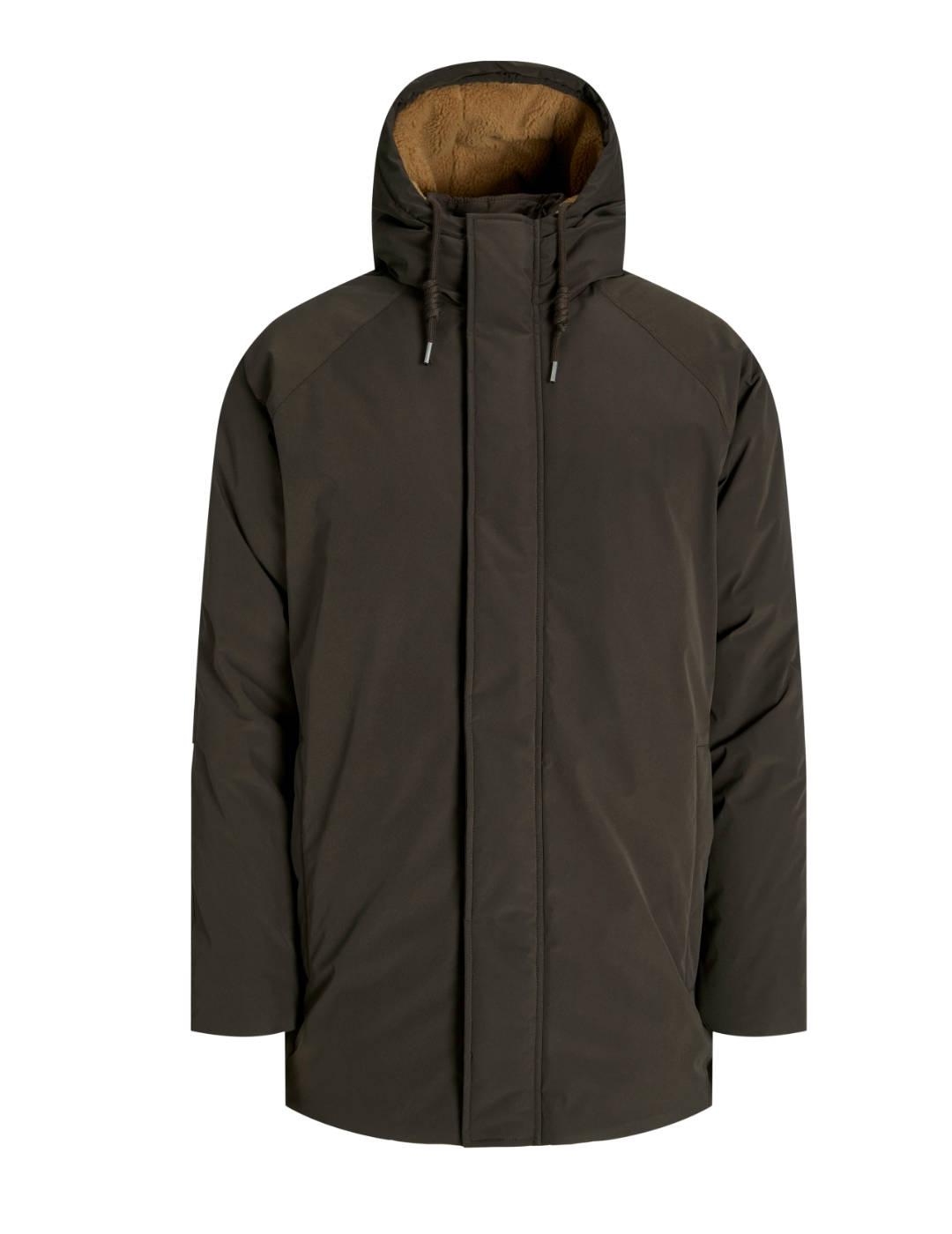Parka Jack&Jones Wood con capucha ajustable marrón de hombre
