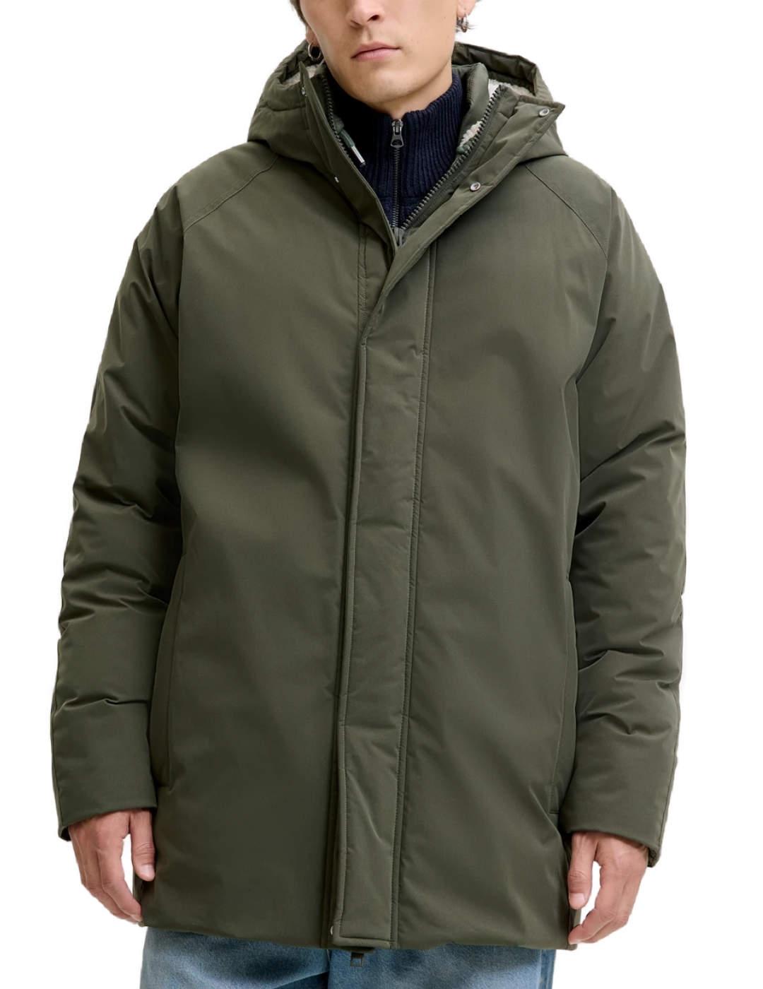 Parka Jack&Jones Wood verde con capucha para hombre