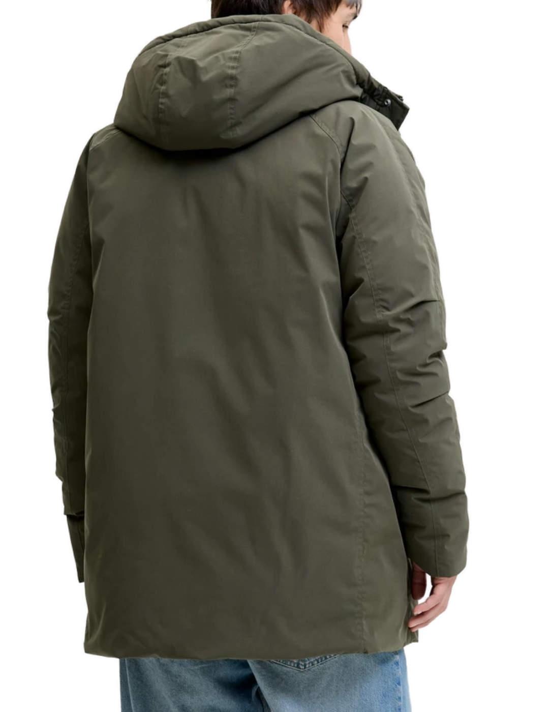 Parka Jack&Jones Wood verde con capucha para hombre