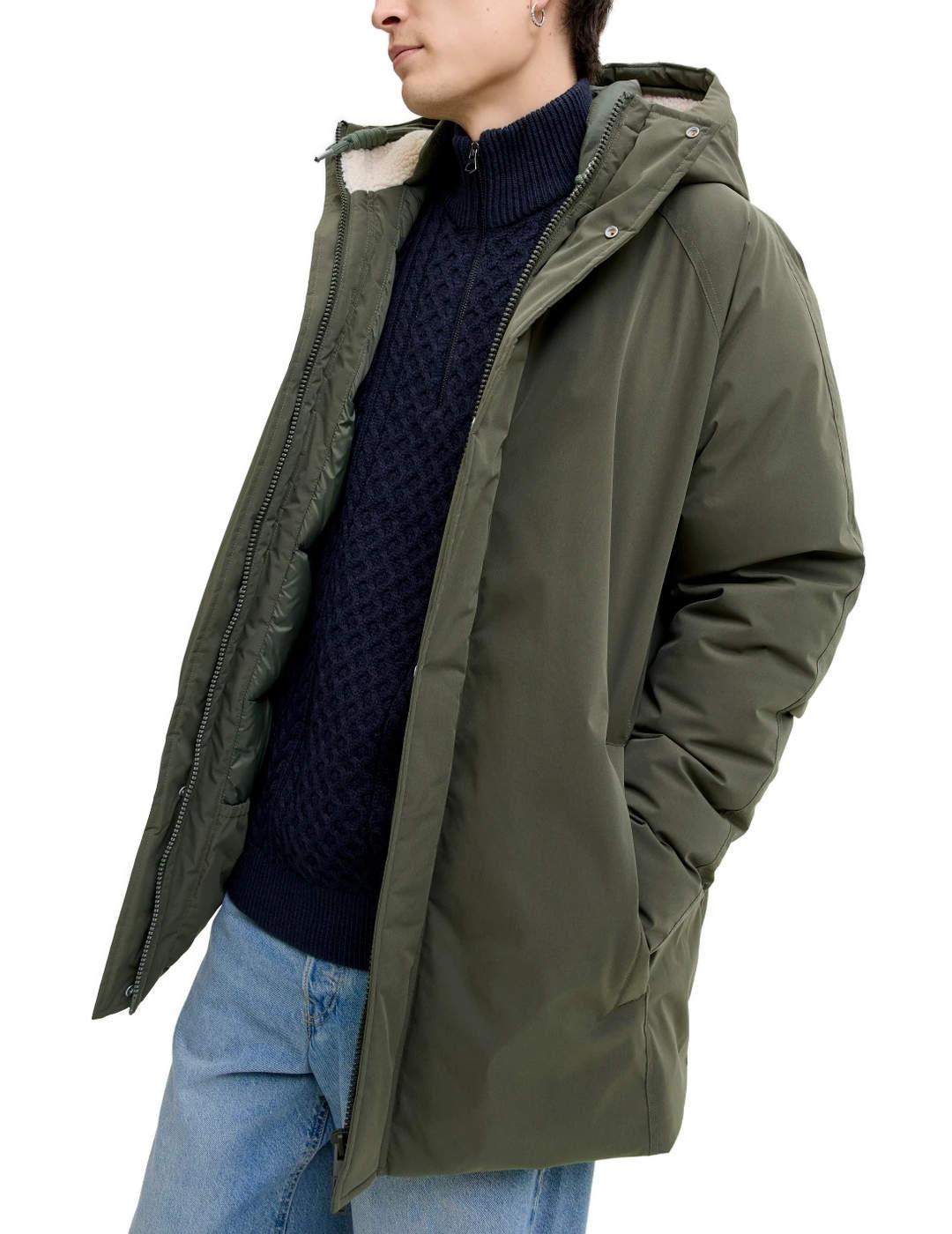 Parka Jack&Jones Wood verde con capucha para hombre
