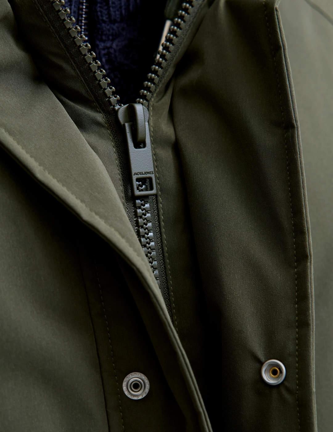 Parka Jack&Jones Wood verde con capucha para hombre