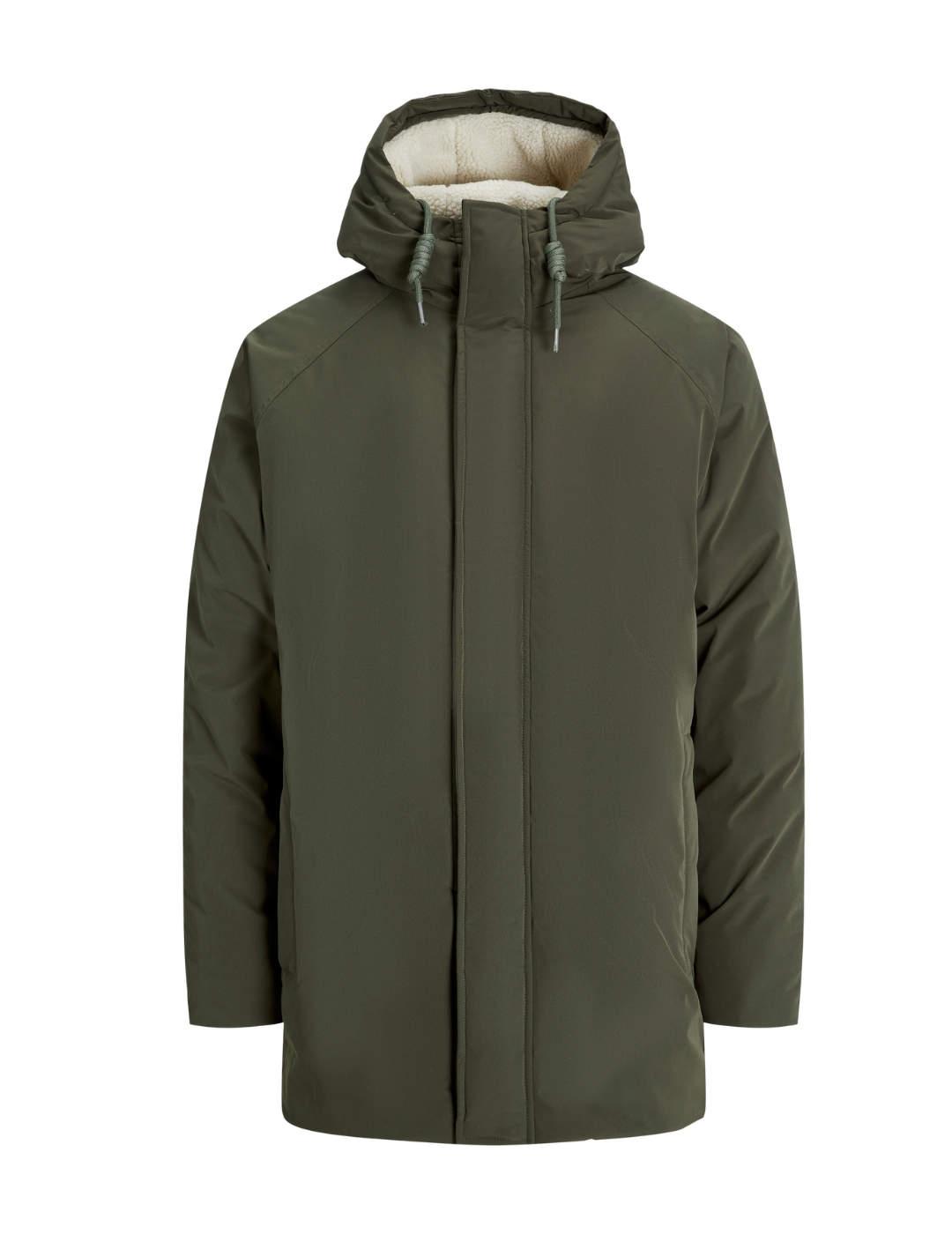 Parka Jack&Jones Wood verde con capucha para hombre