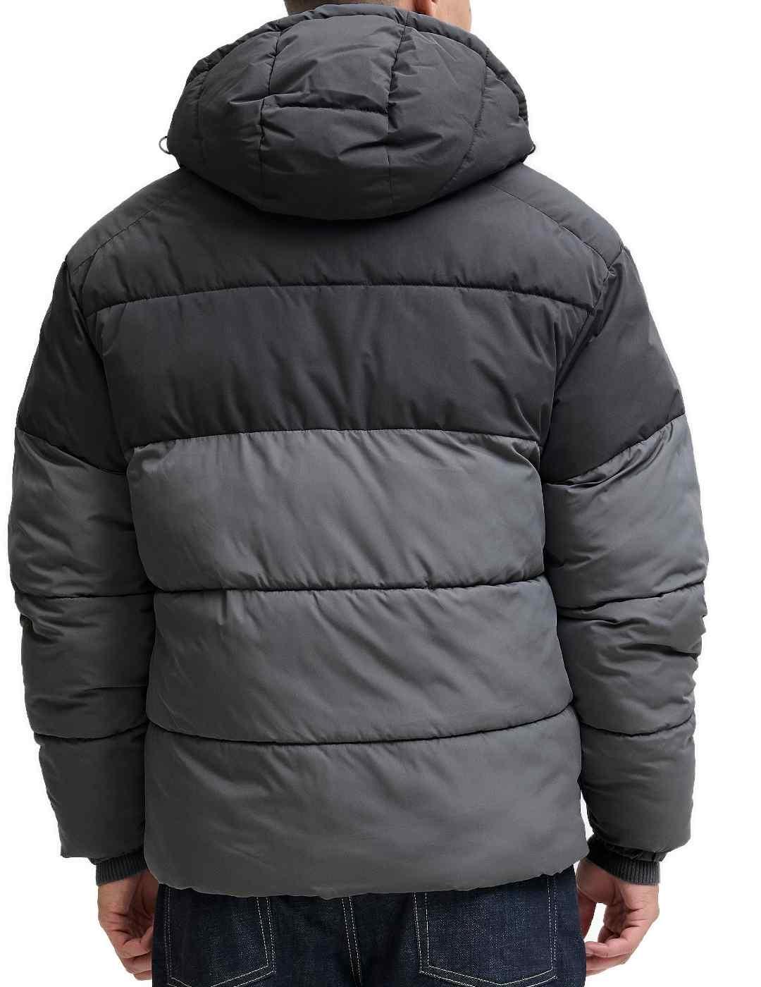 Plumón Jack&Jones Maze gris con capucha para hombre