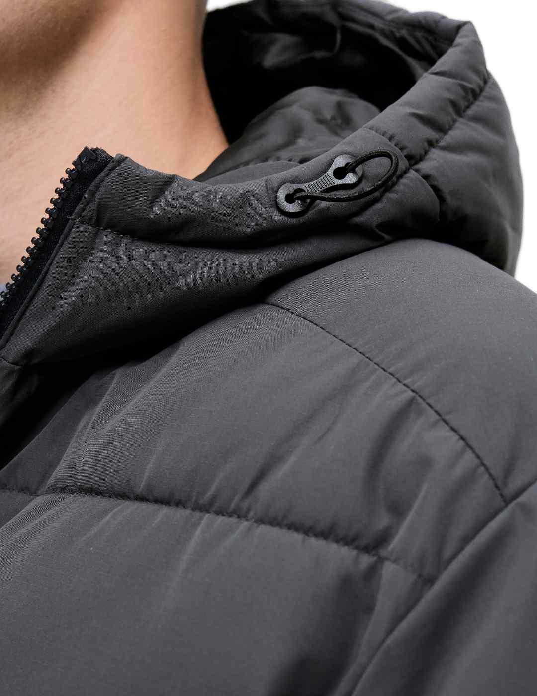 Plumón Jack&Jones Maze gris con capucha para hombre