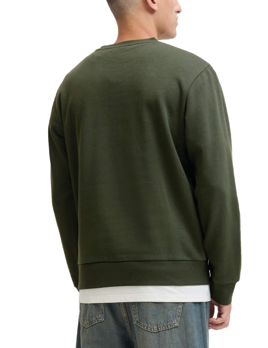 Sudadera Jack & Jones Pan verde oscuro minilogo para hombre