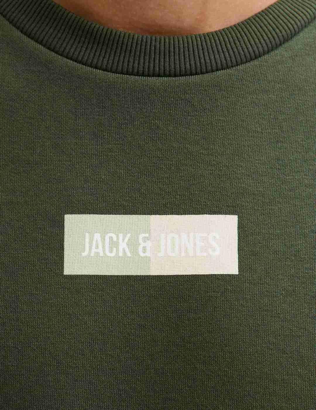 Sudadera Jack & Jones Pan verde oscuro minilogo para hombre