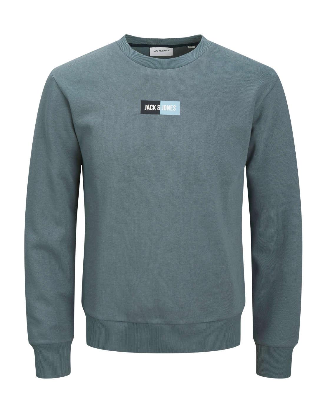 Sudadera Jack & Jones Pan azul grisáceo minilogo para hombre