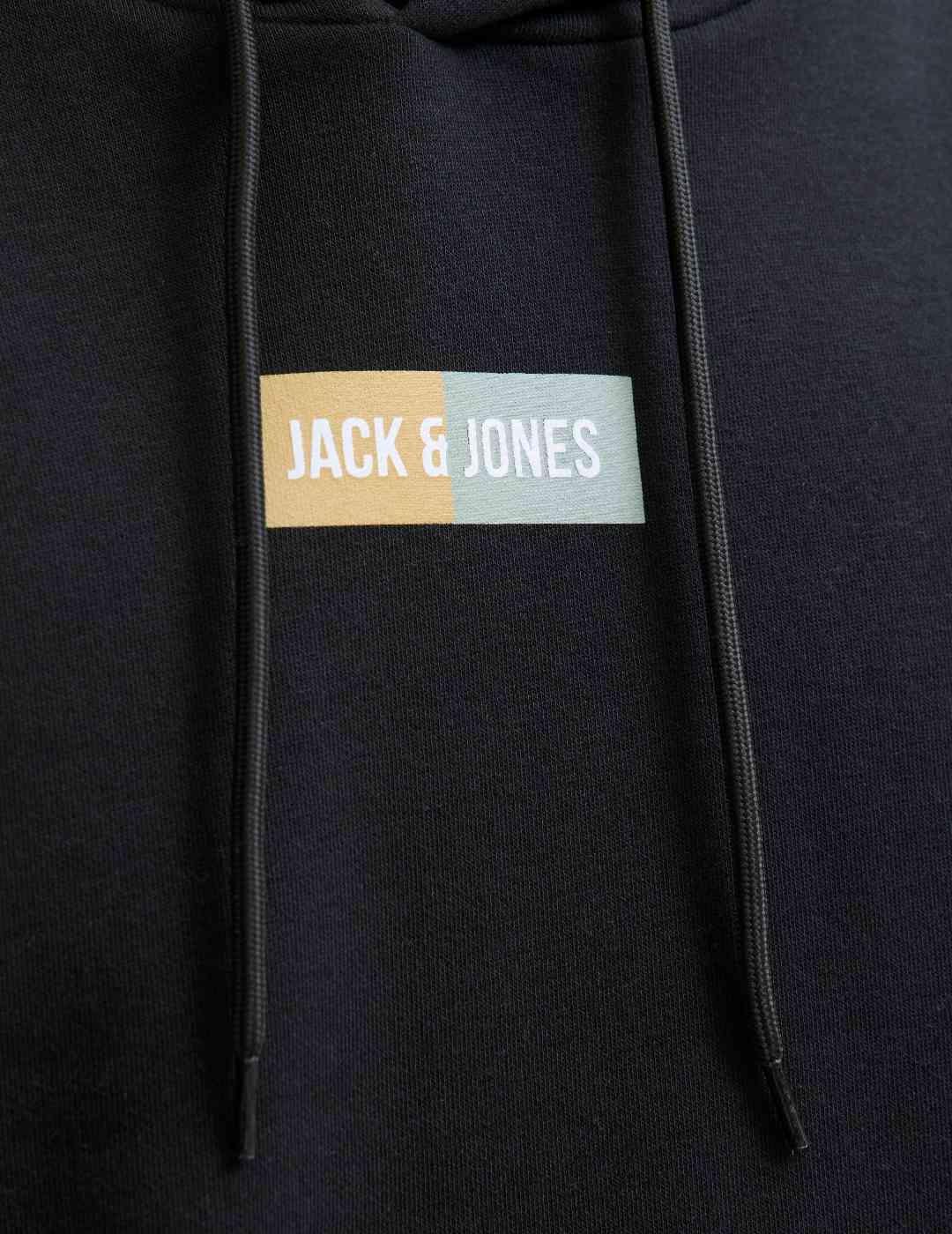Sudadera Jack&Jones Pan negra con capucha de hombre