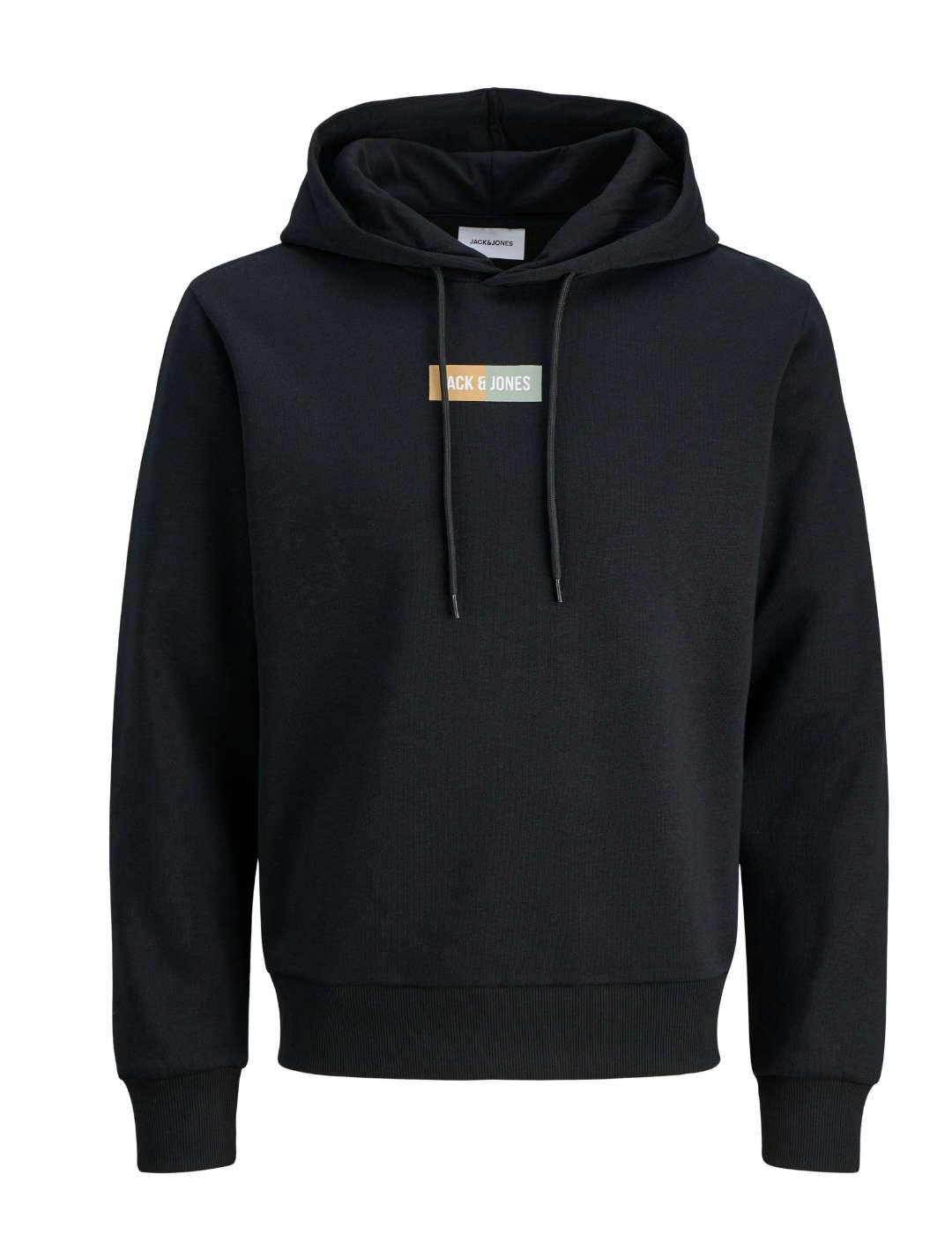 Sudadera Jack&Jones Pan negra con capucha de hombre