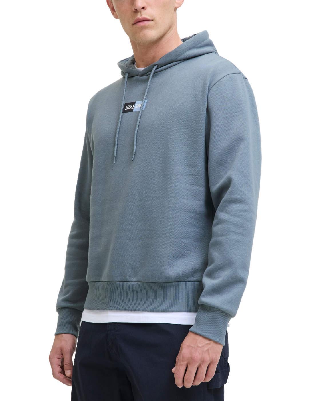 Sudadera Jack&Jones Pan azul grisáceo con capucha de hombre