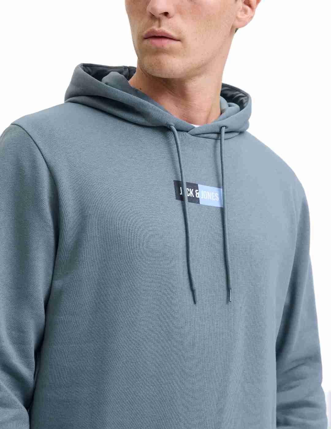 Sudadera Jack&Jones Pan azul grisáceo con capucha de hombre