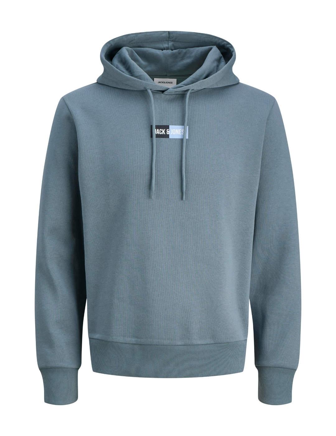 Sudadera Jack&Jones Pan azul grisáceo con capucha de hombre