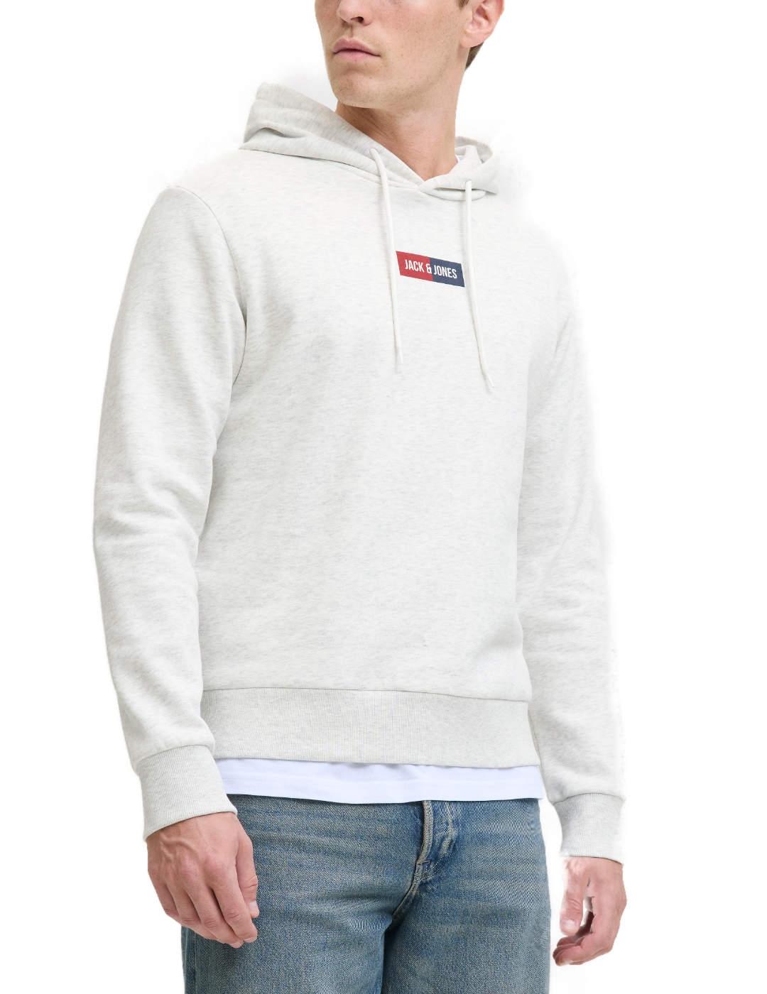 Sudadera Jack&Jones Pan blanca capucha manga larga de hombre