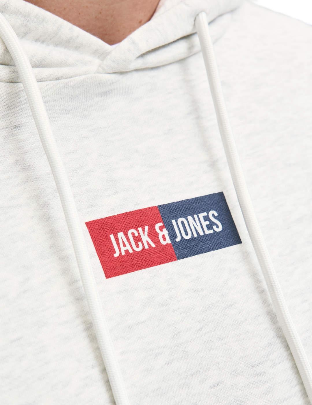 Sudadera Jack&Jones Pan blanca capucha manga larga de hombre
