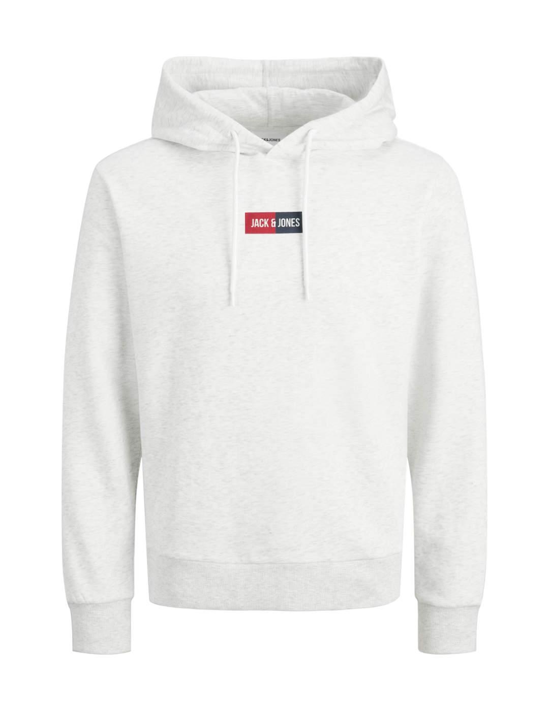 Sudadera Jack&Jones Pan blanca capucha manga larga de hombre