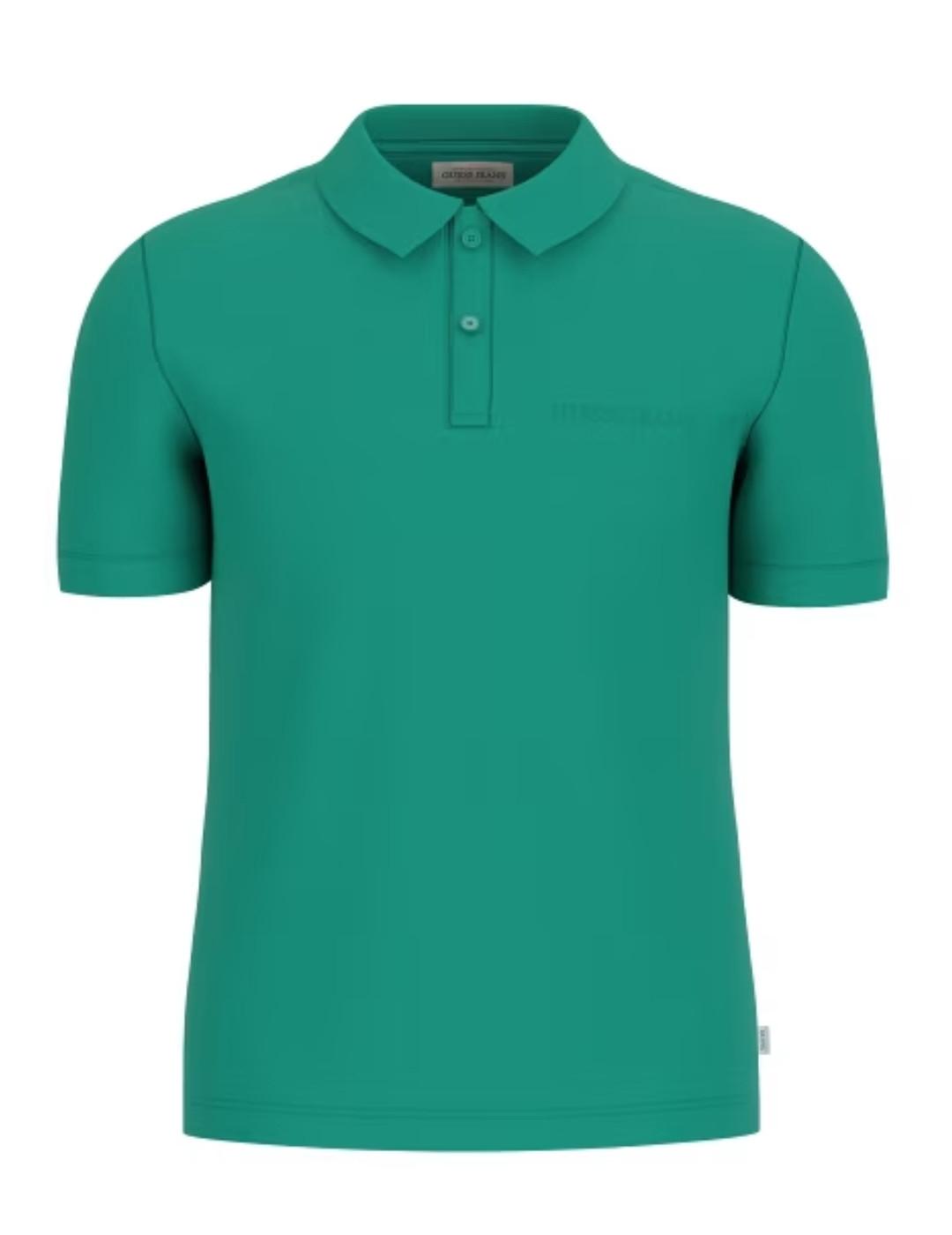 Polo Guess Embro verde brillante manga corta para hombre