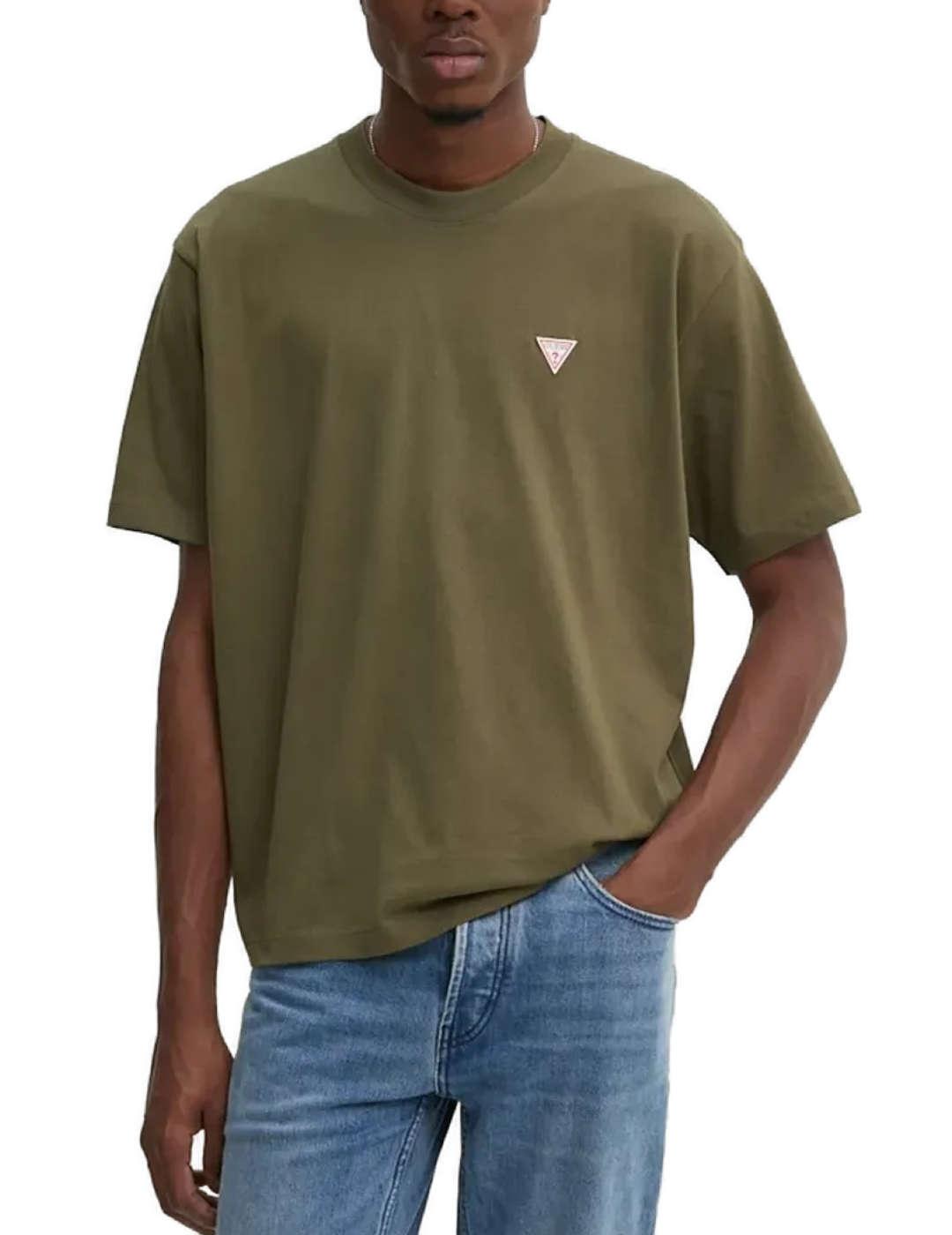 Camiseta Guess mini triángulo verde manga corta de hombre