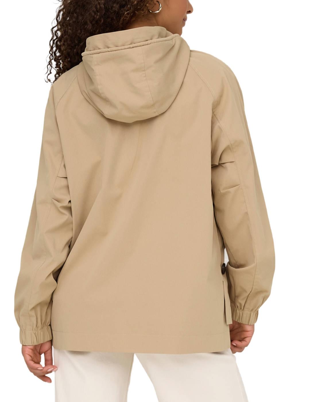 Chaqueta Only Noa beige capucha botones para mujer