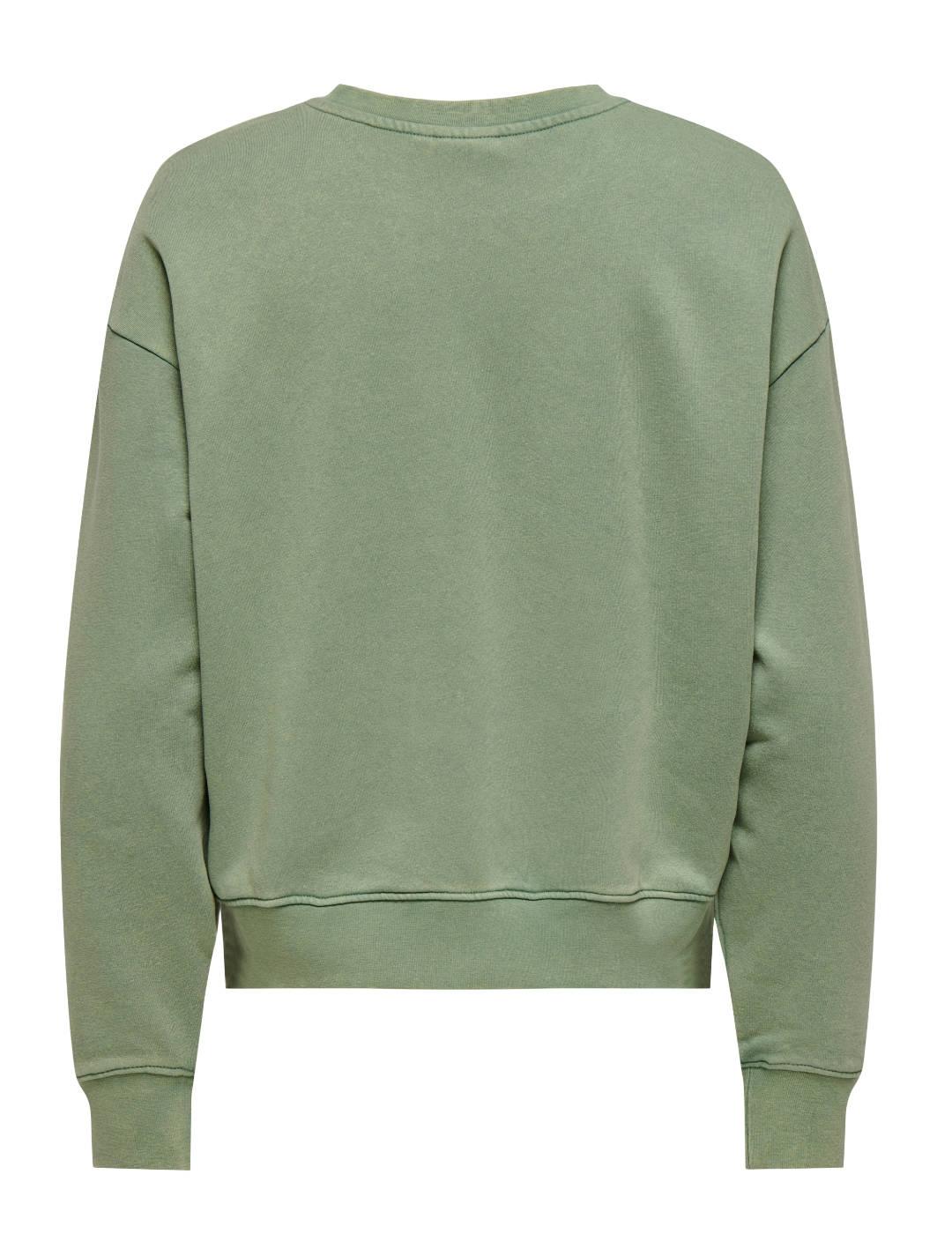 Sudadera Only Inda verde corazones brillos para mujer