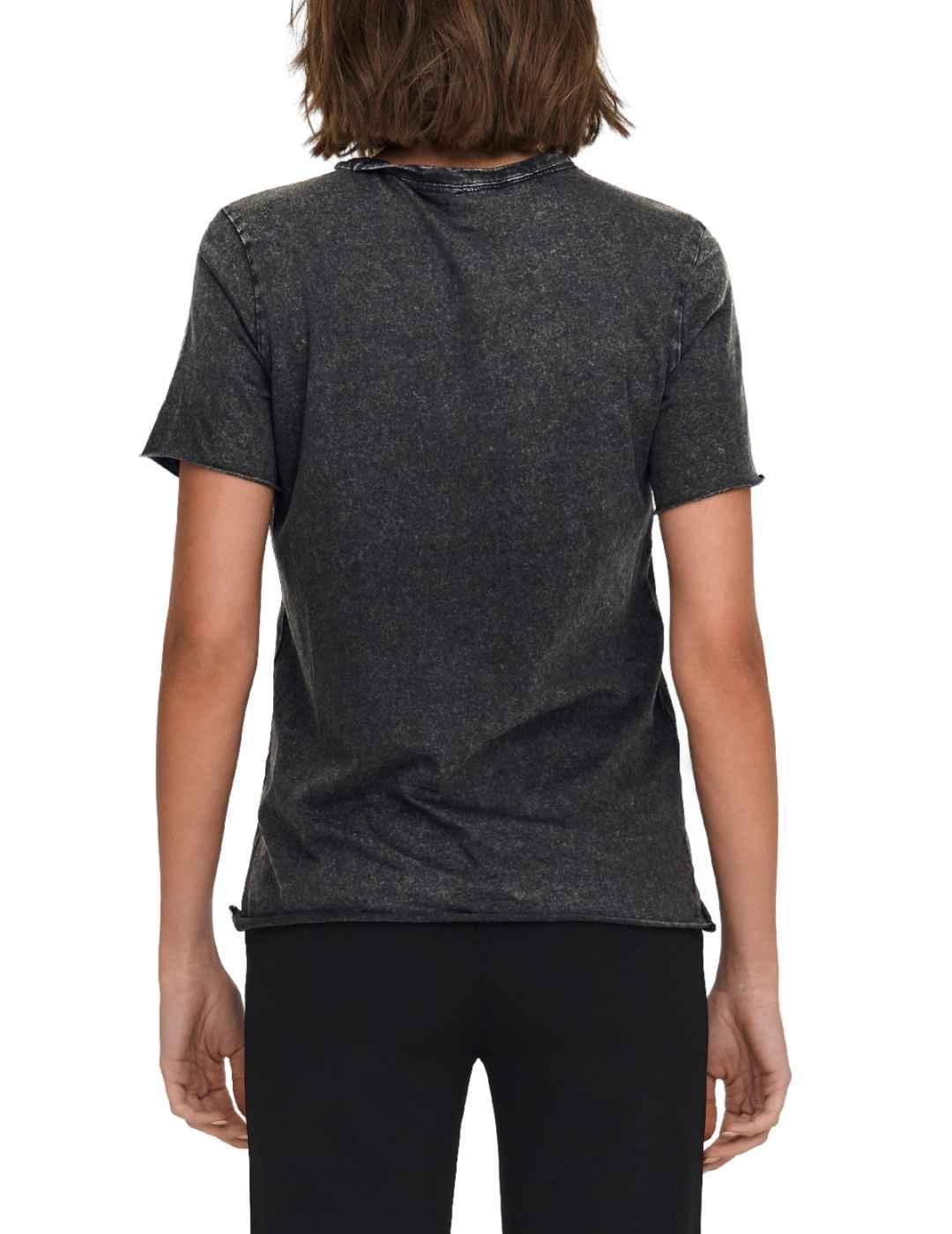 Camiseta Only Lucy negra lazos brillos manga corta de mujer