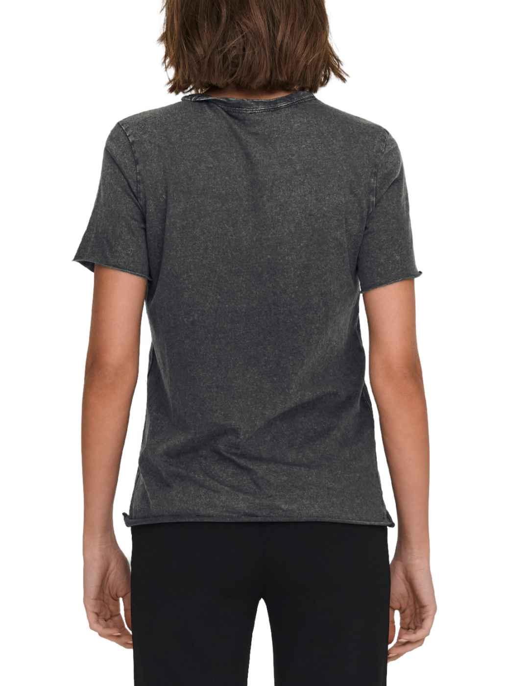 Camiseta Only Lucy negra corazones brillos de mujer