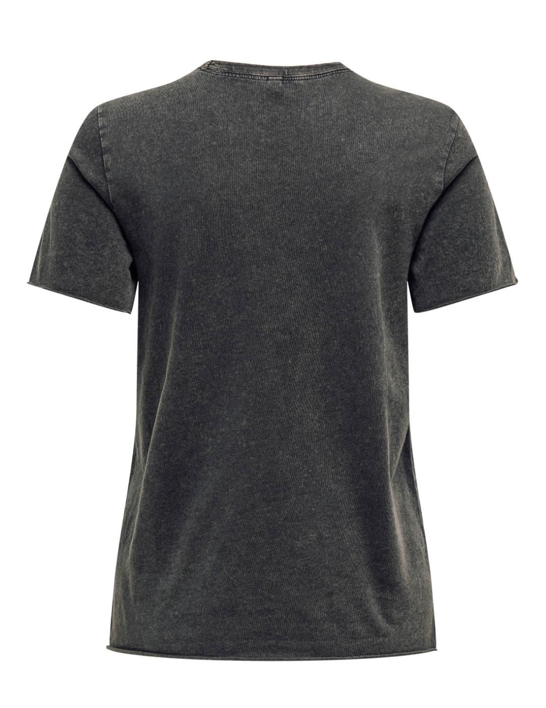 Camiseta Only Lucy negra corazones brillos de mujer