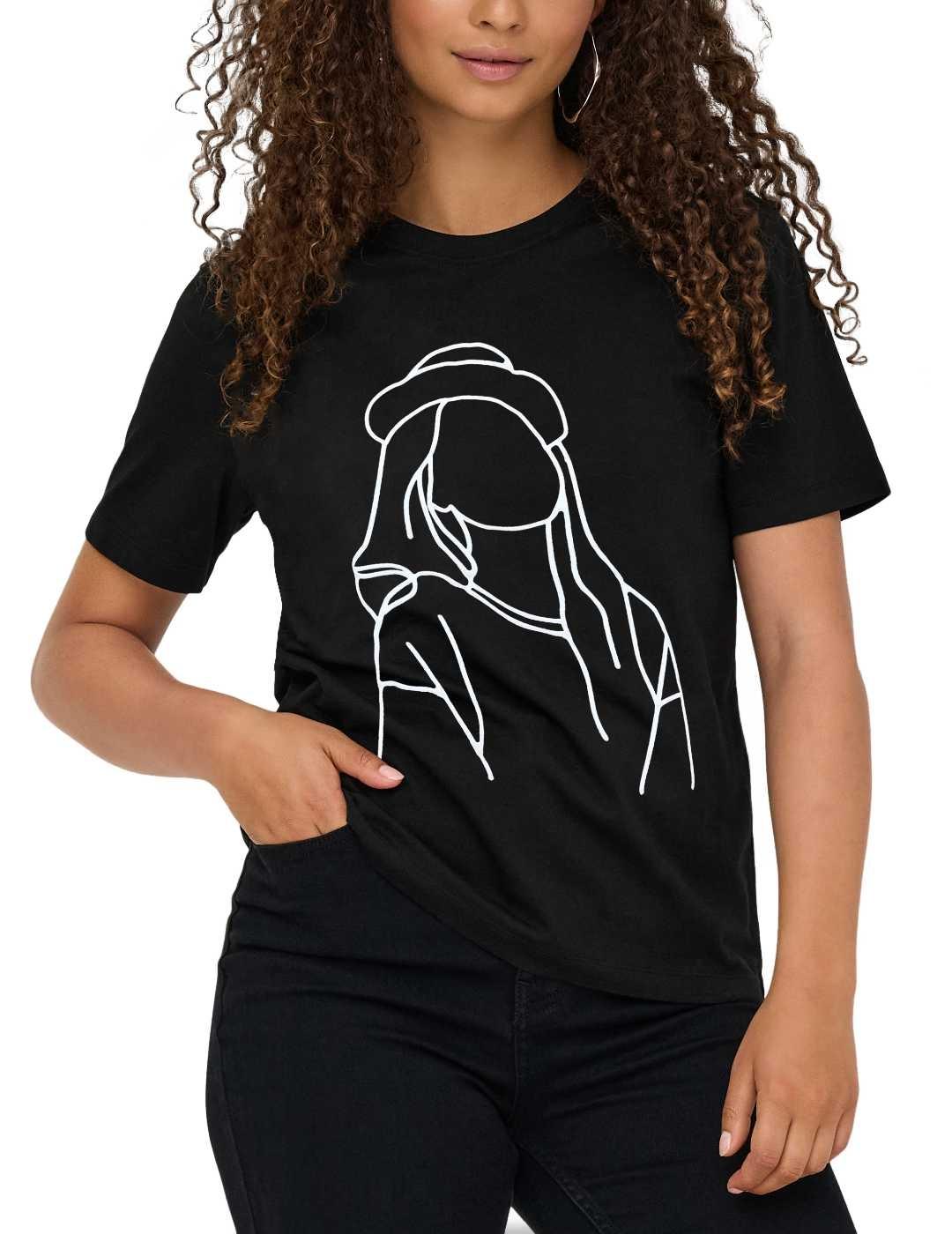 Camiseta Only Odessa negra silueta manga corta para mujer