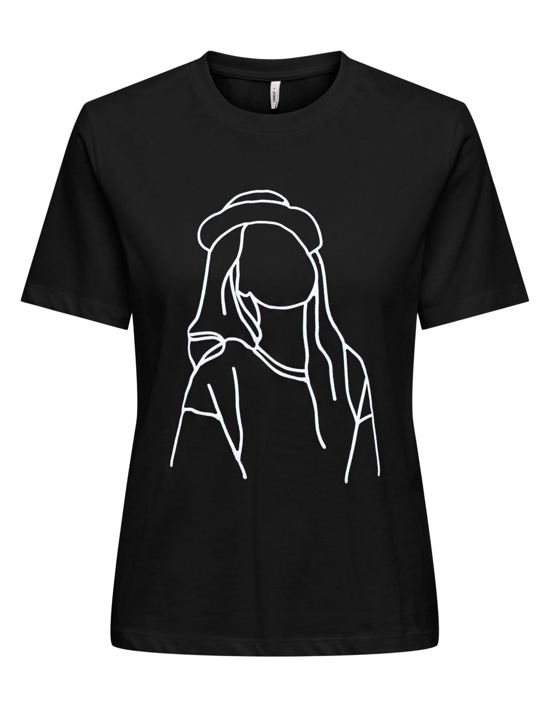 Camiseta Only Odessa negra silueta manga corta para mujer