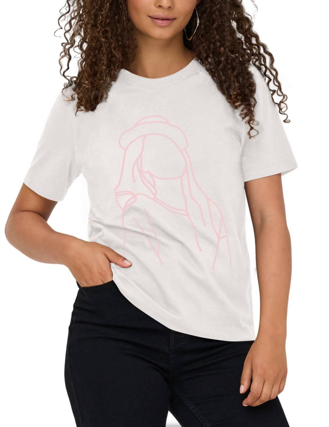 Camiseta Only Odessa blanca silueta manga corta para mujer