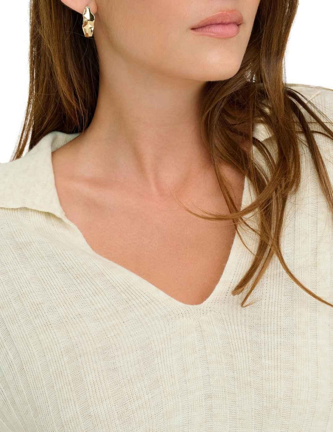 Vestido Only Tessa largo crudo scote en V manga larga mujer