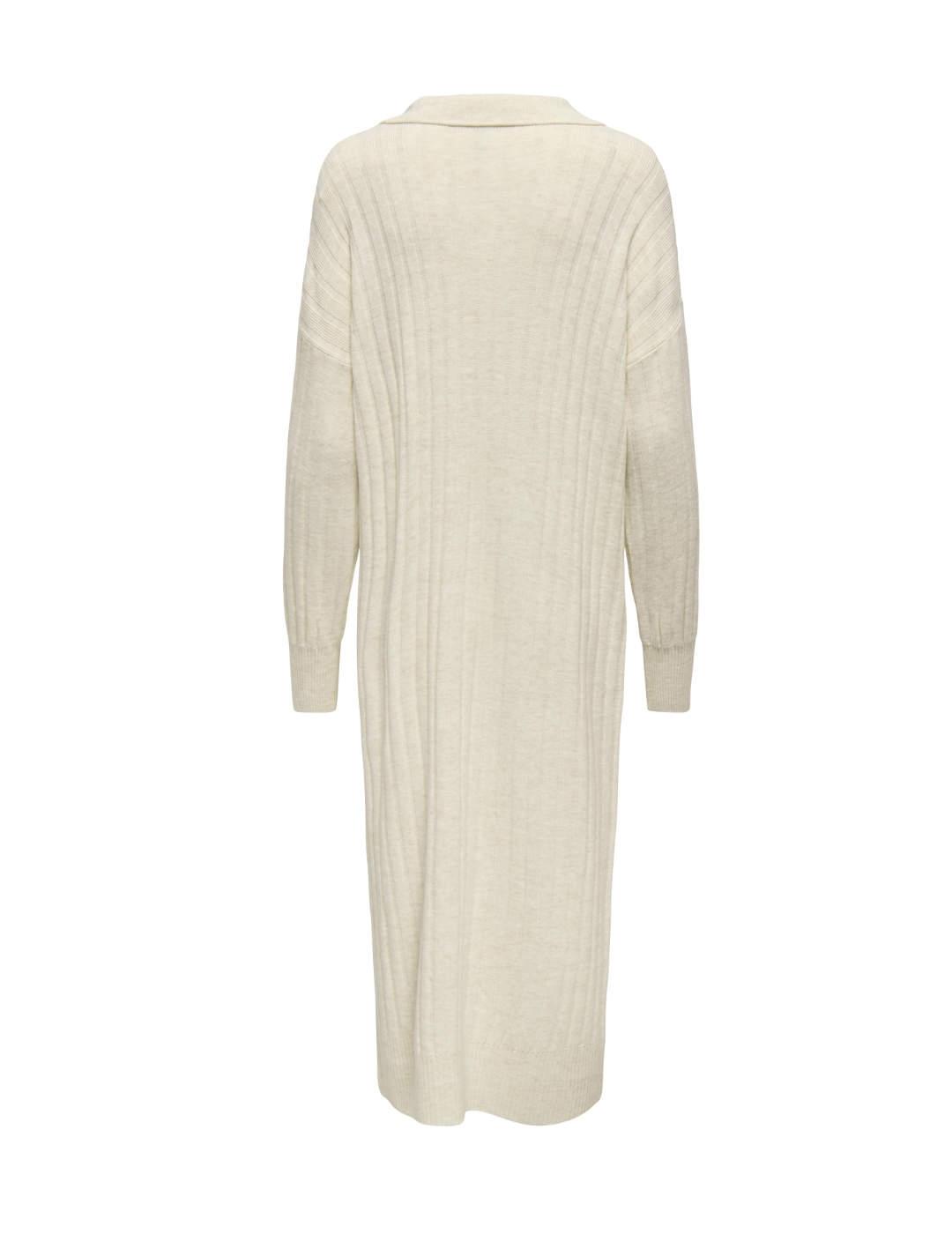 Vestido Only Tessa largo crudo scote en V manga larga mujer