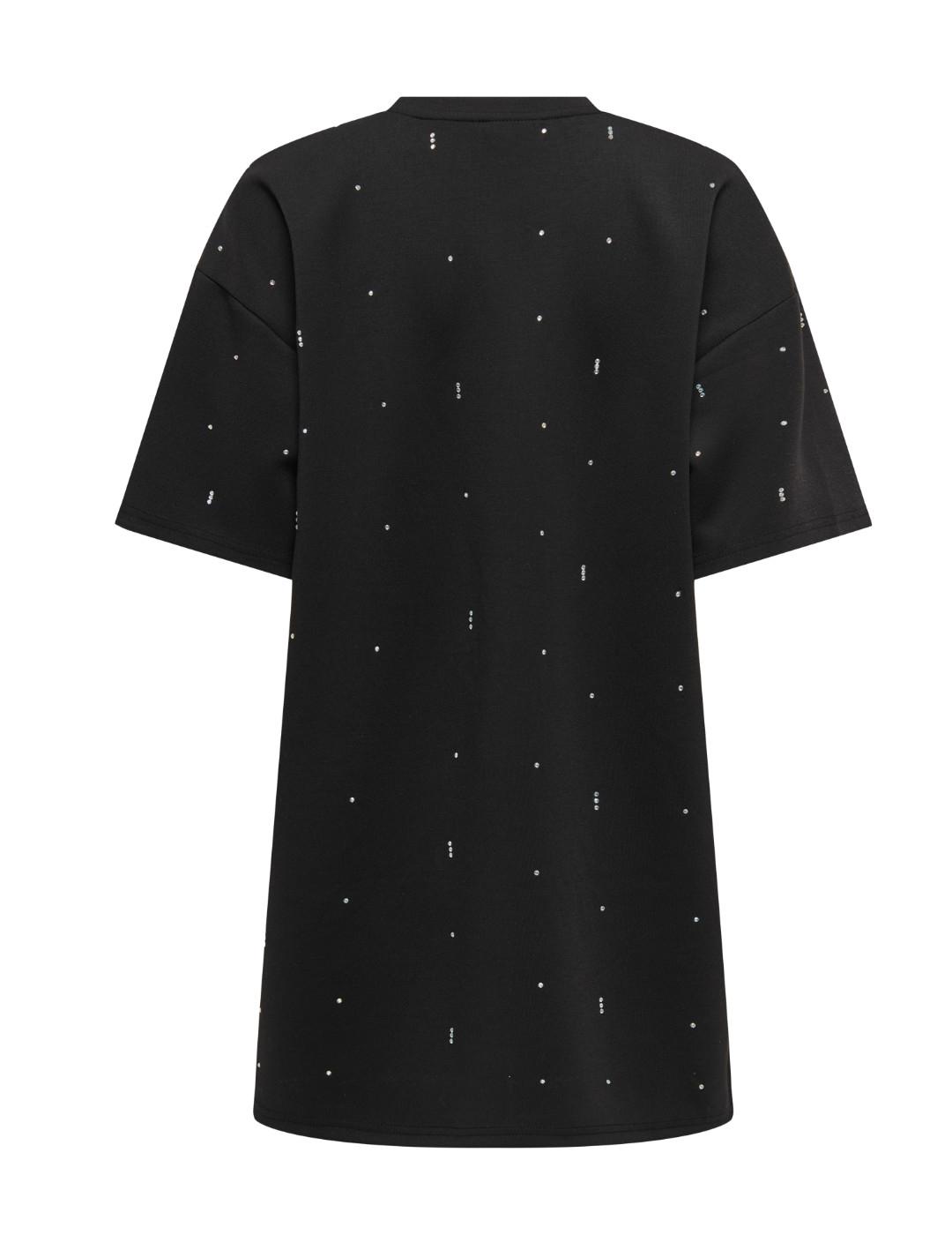 Vestido Only Edel negro brillos manga corta de mujer