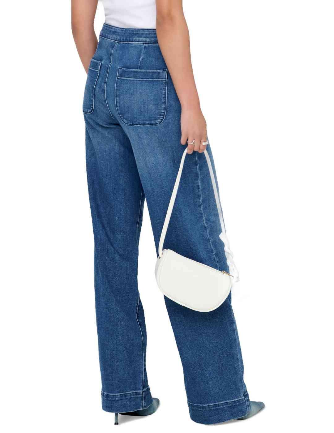 Vaquero Only Madison botón azul medio wide fit para mujer