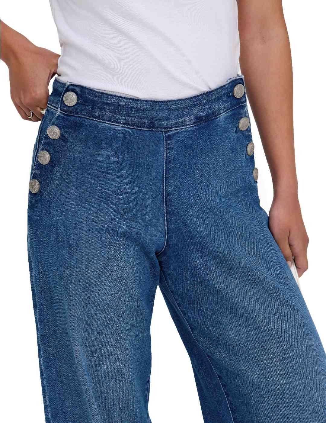 Vaquero Only Madison botón azul medio wide fit para mujer