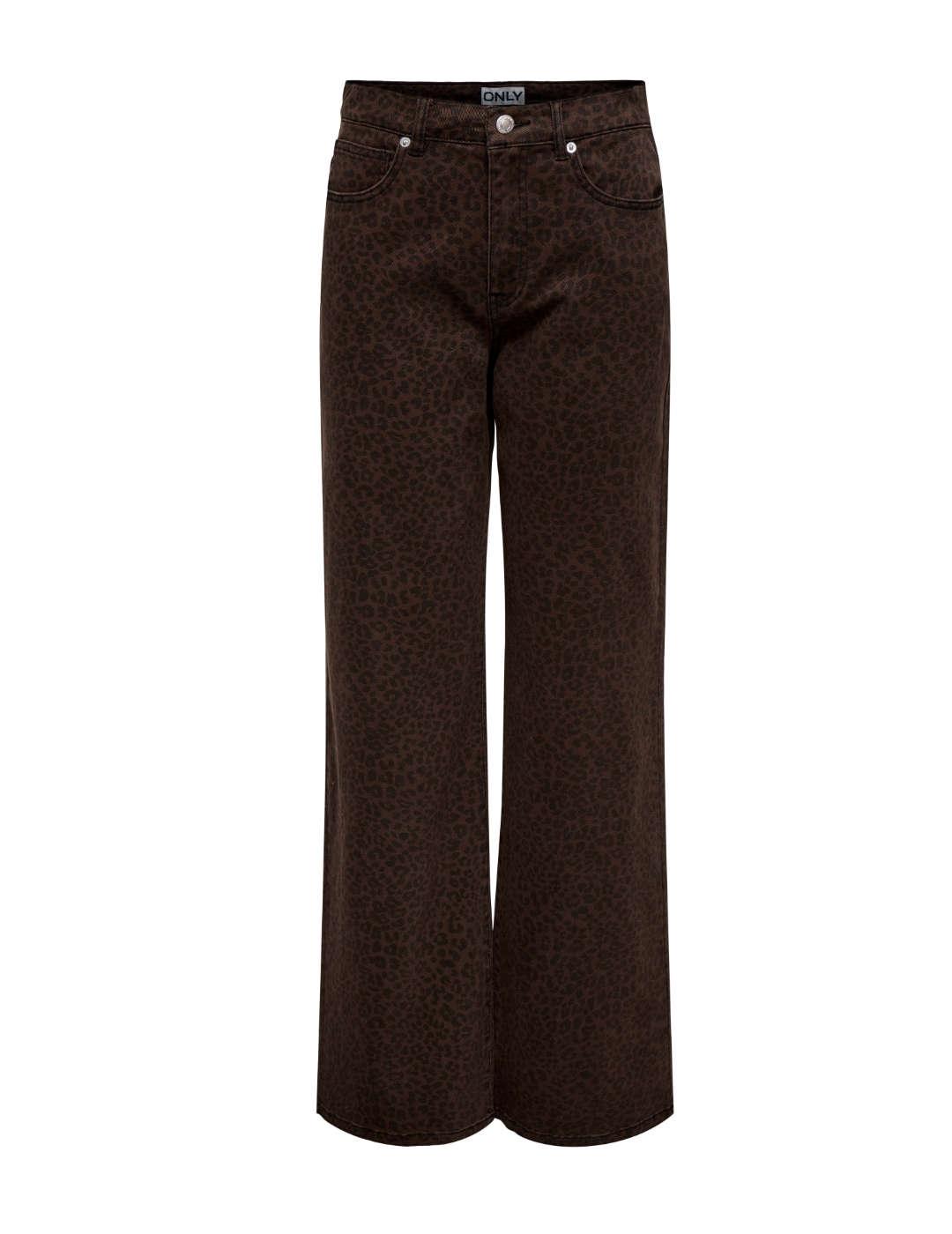 Pantalón vaquero Only Madison leopardo pernera ancha  mujer