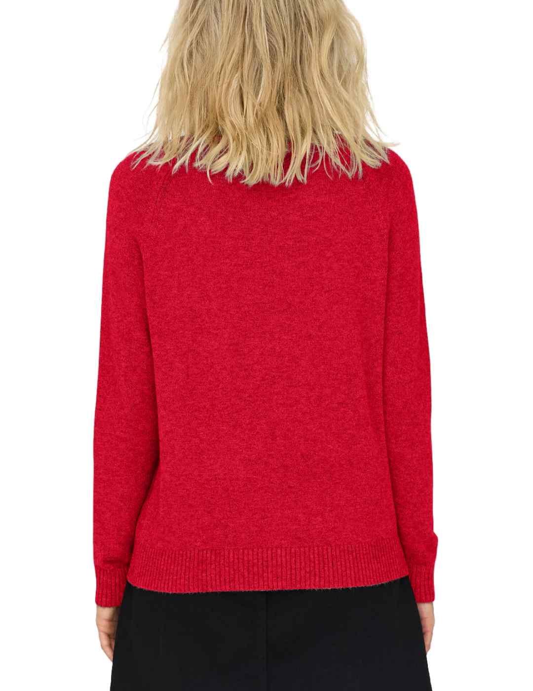 Jersey Only Lesly rojo de punto cuello redondo para mujer