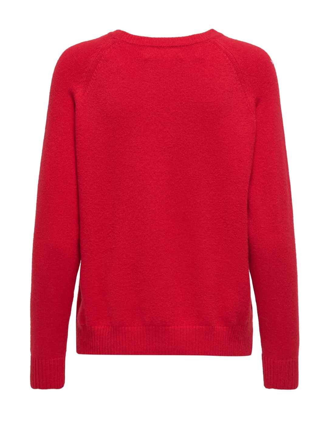 Jersey Only Lesly rojo de punto cuello redondo para mujer
