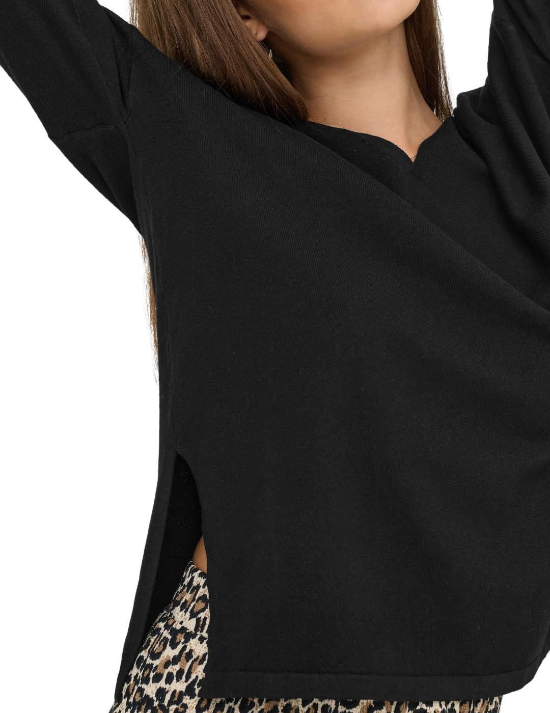 Jersey Only Amalio cuello pico negro manga larga de mujer